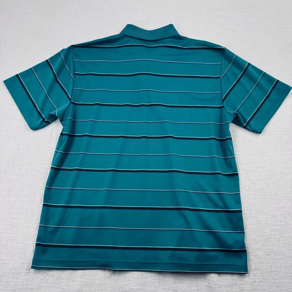 Ben Hogan Performance Golf‎ Polo Shirt Mens XL Teal Blue Striped Short Sleeve